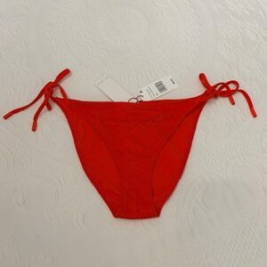Red Carter Scorching Hot Eyelet Side Tie Bikini Bottom Red Large Sexy Summer